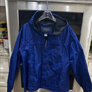 Weatherproof Men's Blue Hooded Windbreaker